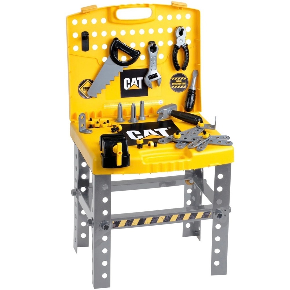 CAT Kids Toy Workbench Tool Set Klein 3205 2-in-1 Tool Shop & Carry Case